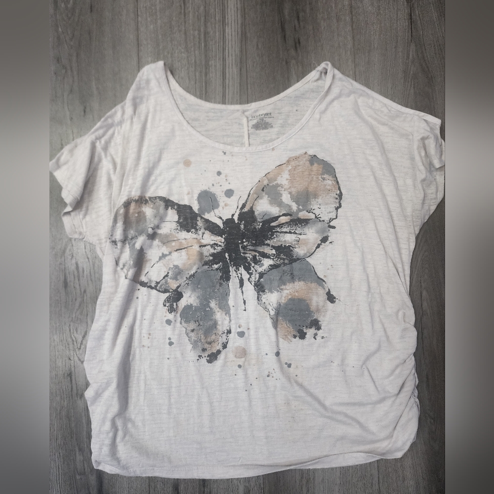 Womens cold shoulder graphic tee plus size butterfly design